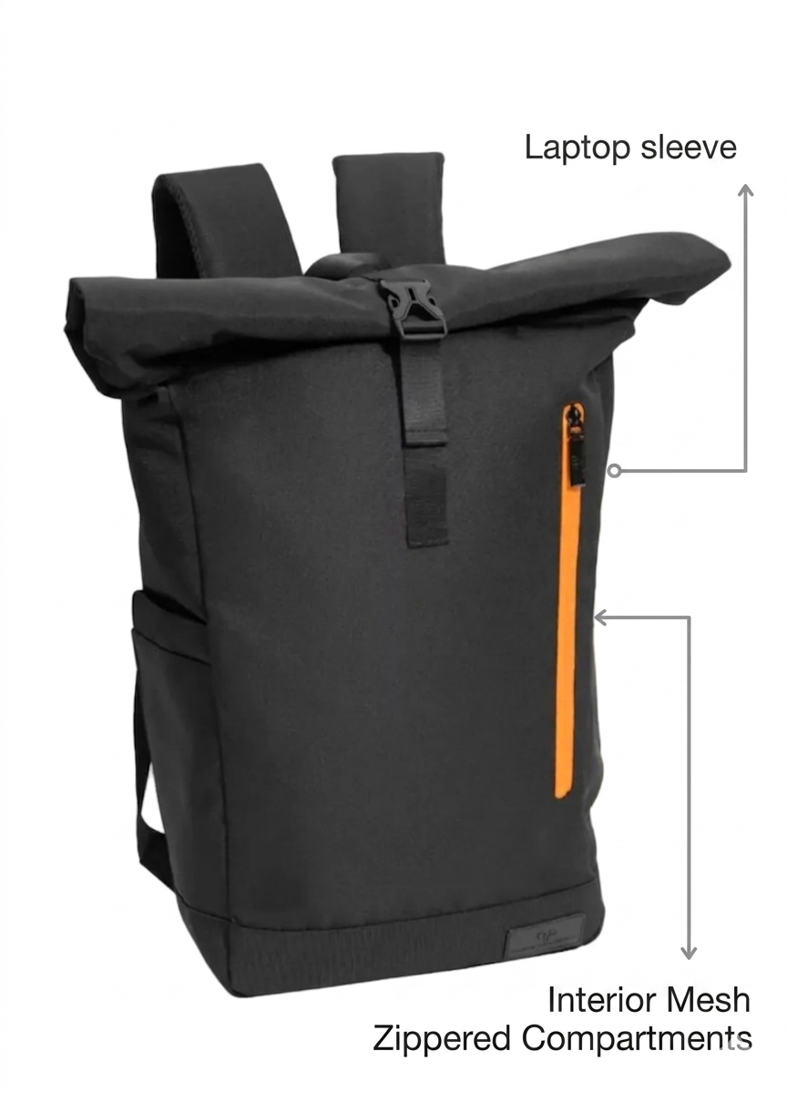 Jack Abrahams The Logan Nylon Roll-Down Laptop Backpack