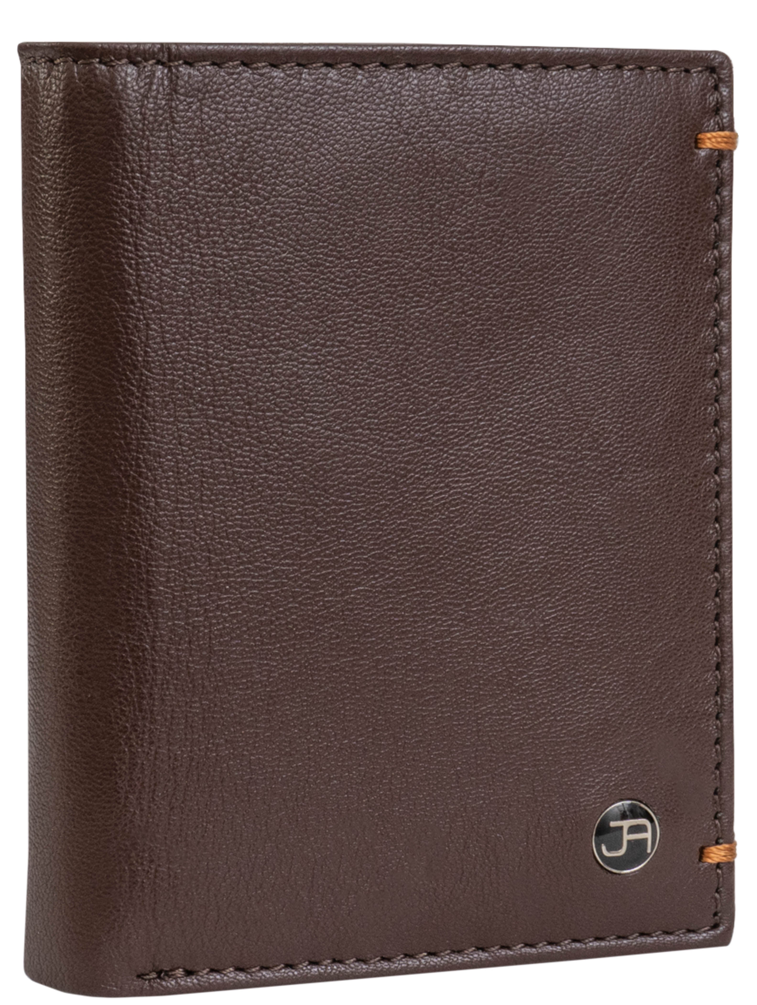 Jack Abrahams Goat Nappa Leather Bi-Fold RFID Wallet with Zipper Pocket